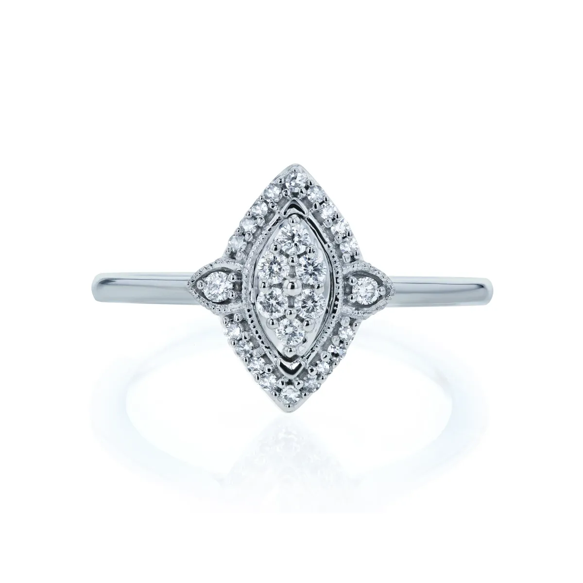0.16 Carat Natural Diamond Marquise Cluster Promise Ring