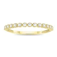 1/5 Carat TW Beaded Crown Setting Diamond Wedding Band in 10K Yellow Gold (Wedding, Stackable or Fashion Ring)
