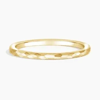 14K Yellow Gold Matte Hammered Petite Comfort Fit Wedding Ring