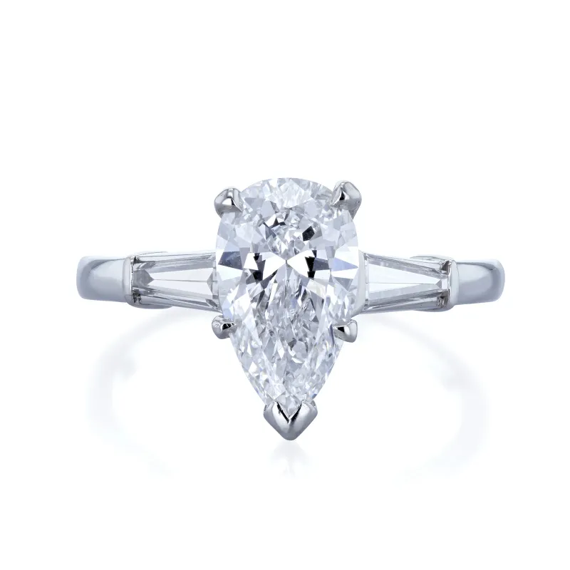 2.11 Carat Natural Diamond Pear Van Cleef Platinum Ring (GIA)