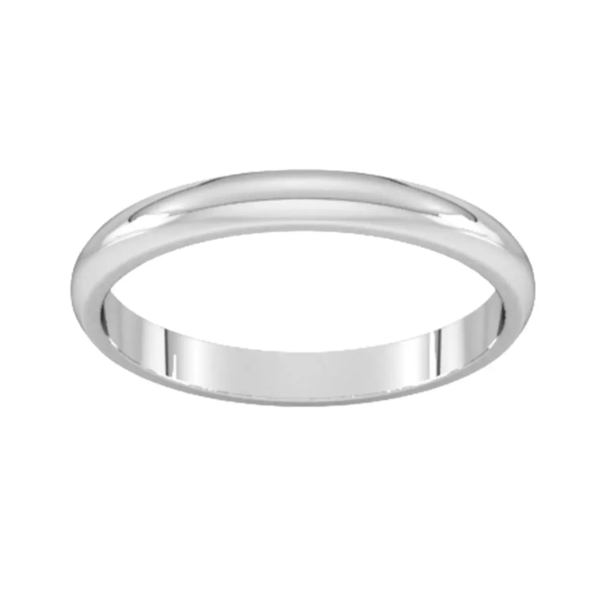 2.5mm D Shape Standard Wedding Ring In Sterling Silver