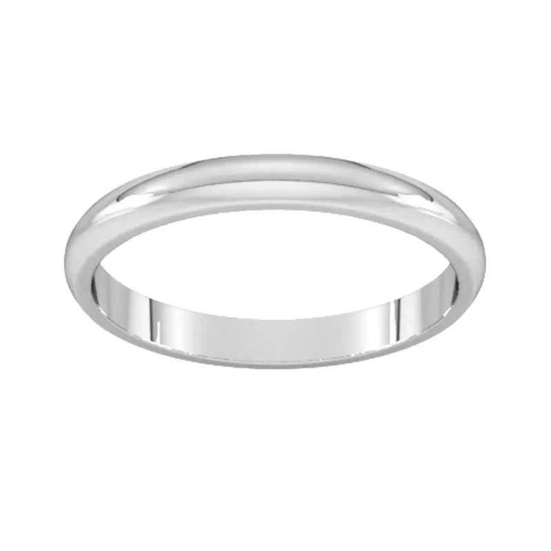 2.5mm D Shape Standard Wedding Ring In Sterling Silver
