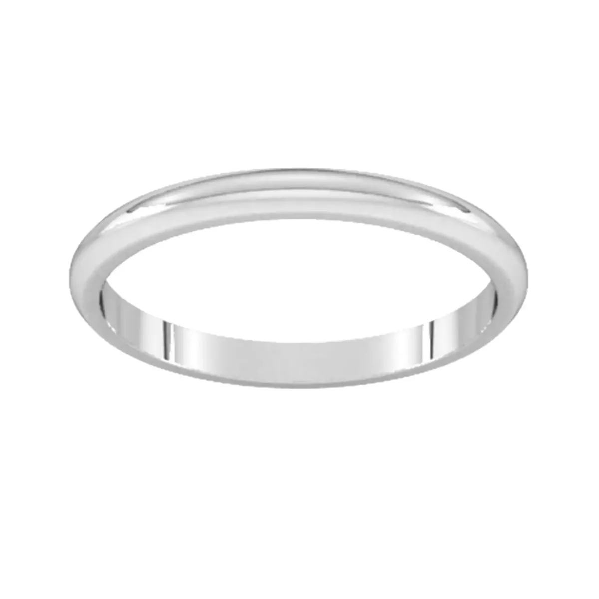 2mm D Shape Standard Wedding Ring In Sterling Silver