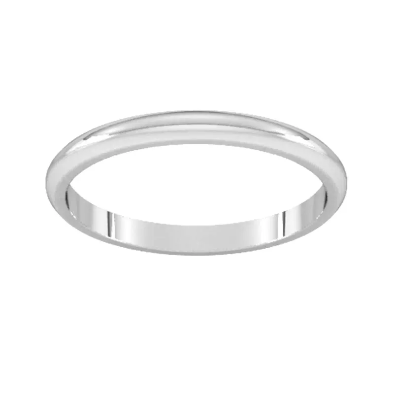 2mm D Shape Standard Wedding Ring In Sterling Silver