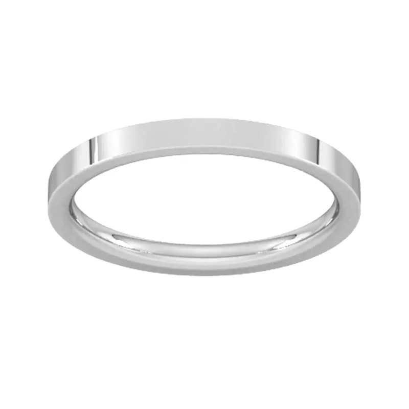 2mm Flat Court Heavy Wedding Ring In Sterling Silver