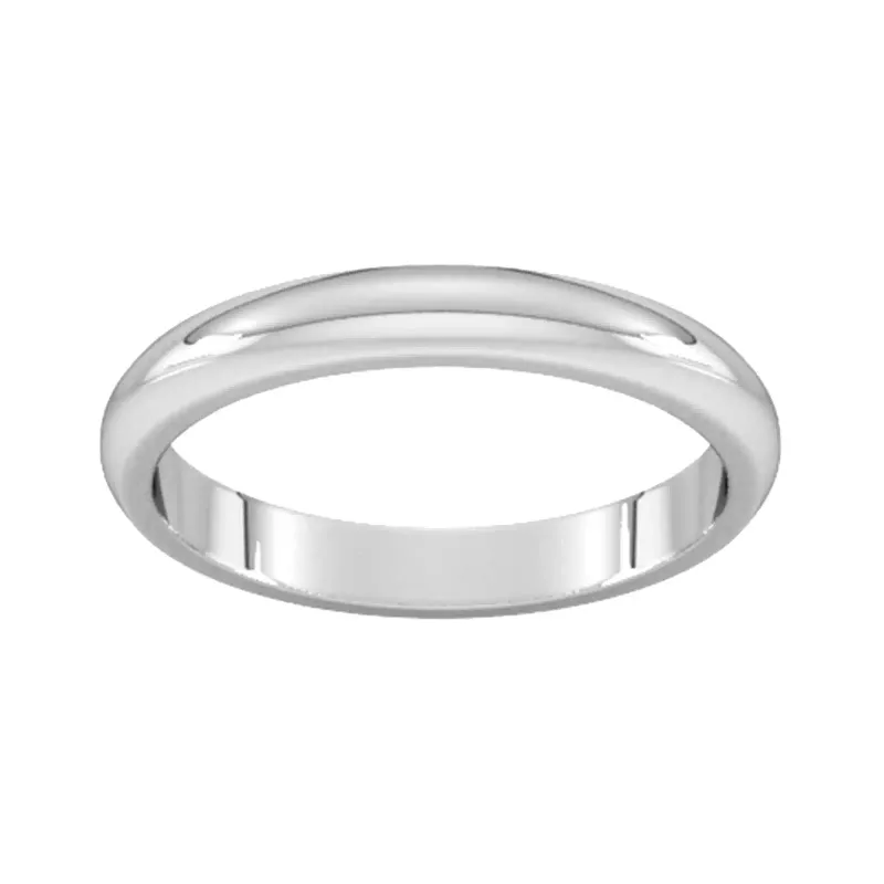 3mm D Shape Heavy Wedding Ring In Sterling Silver