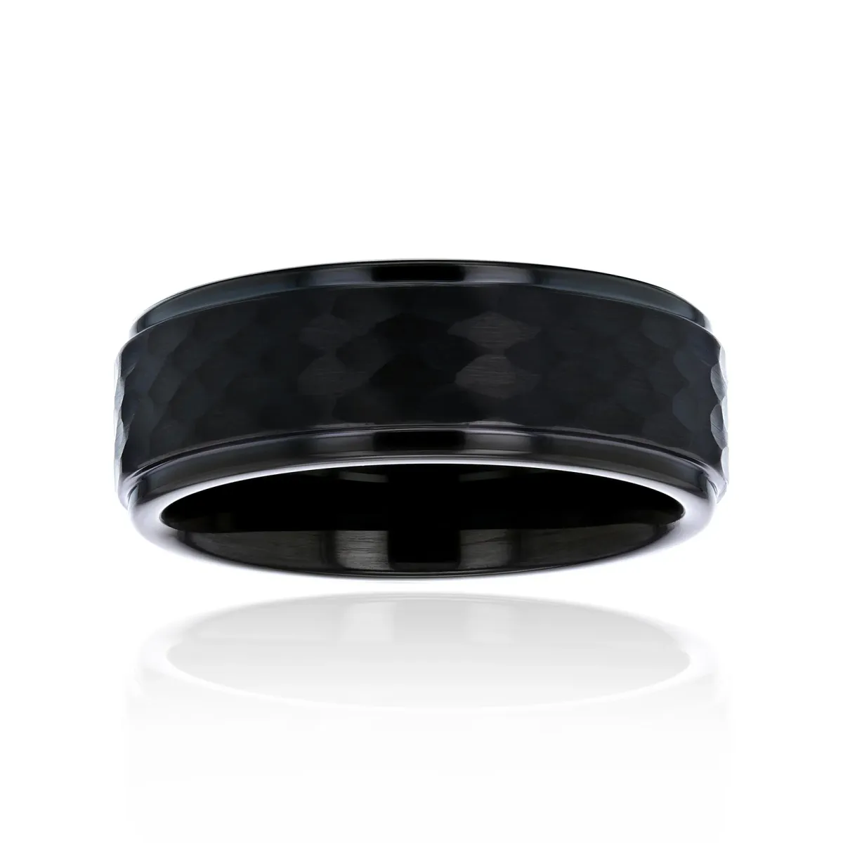 8 mm Black Hammered Clyde Ring