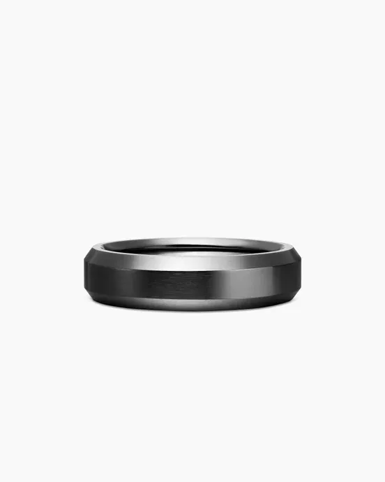 Beveled Band Ring in Black Titanium, 6mm $425