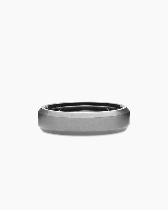 Beveled Band Ring in Grey Titanium, 6mm $425