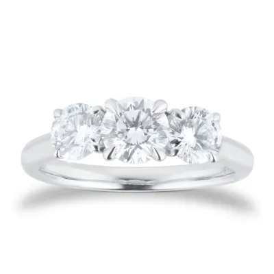 Exclusive Platinum 1.50cttw Brilliant Cut 3 Stone Goldsmiths Signature Diamond Engagement Ring