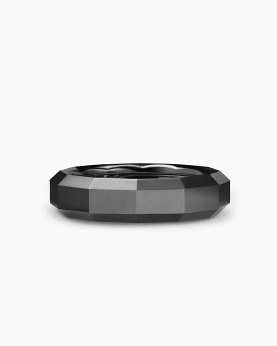Faceted Band Ring in Black Titanium, 6mm $425