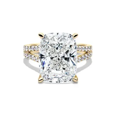 Helzberg Lab Grown Diamonds Lab Grown Diamond Elongated Cushion-Cut Engagement Ring in 14K Yellow Gold (11 ct. tw.)