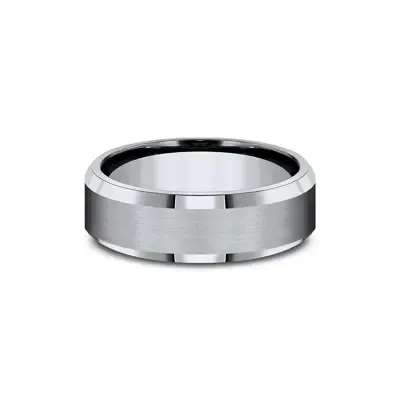 Men's Bevel Edged Band in Titanium, 7MM