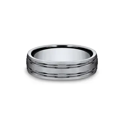 Men's Grooved Band in Titanium, 6MM