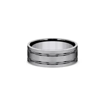 Men's Satin Finish Wedding Band in Gray Titanium, 8mm