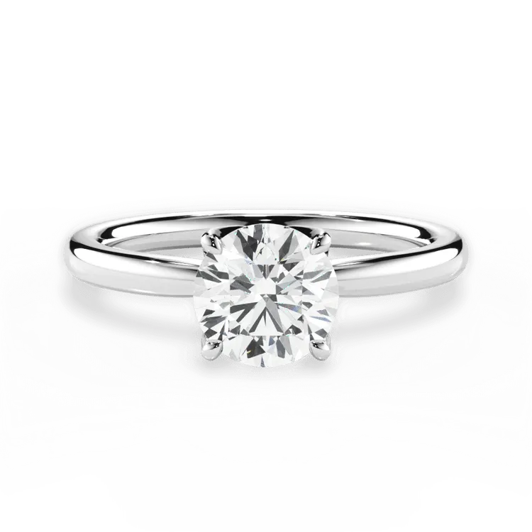 The Nivea Round Cut 14kt White Gold Petal Solitaire Engagement Ring