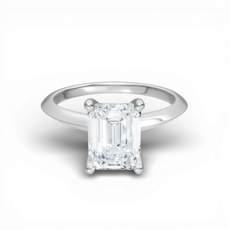 The Teya Emerald Cut 14kt White Gold Four-Prong Solitaire Engagement Ring