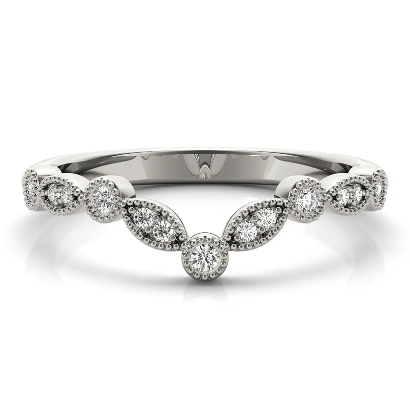 Women's 0.13 CTW Vintage Curved Lab-grown Diamond Wedding Ring with Milgrain