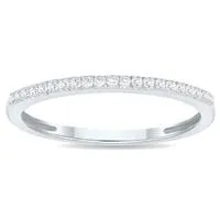Women's 1/10 Carat TW 1MM Thin Diamond Wedding Band in 10K White Gold