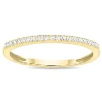 Women's 1/10 Carat TW 1MM Thin Diamond Wedding Band in 10K Yellow Gold