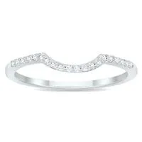 Women's 1/10 Carat TW Curved Diamond Wedding Band in 10K White Gold