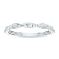 Women's 1/10 Carat TW Diamond Braided Wedding Band in 10K White Gold