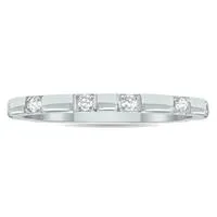 Women's 1/10 Carat TW Thin Diamond Wedding or Fashion Band in 10K White Gold