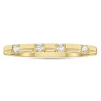 Women's 1/10 Carat TW Thin Diamond Wedding or Fashion Band in 10K Yellow Gold
