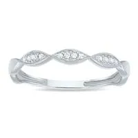 Women's Dainty Thin Diamond Wedding Stackable Band in 10K White Gold