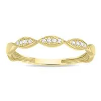 Women's Dainty Thin Diamond Wedding Stackable Band in 10K Yellow Gold